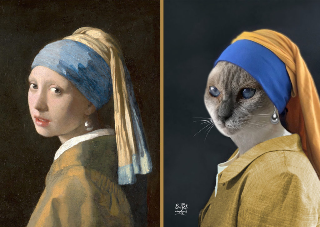 The Cat with the Pearl earring - La Gatta con l'orecchino di Perla! - by Sweetcandyroll